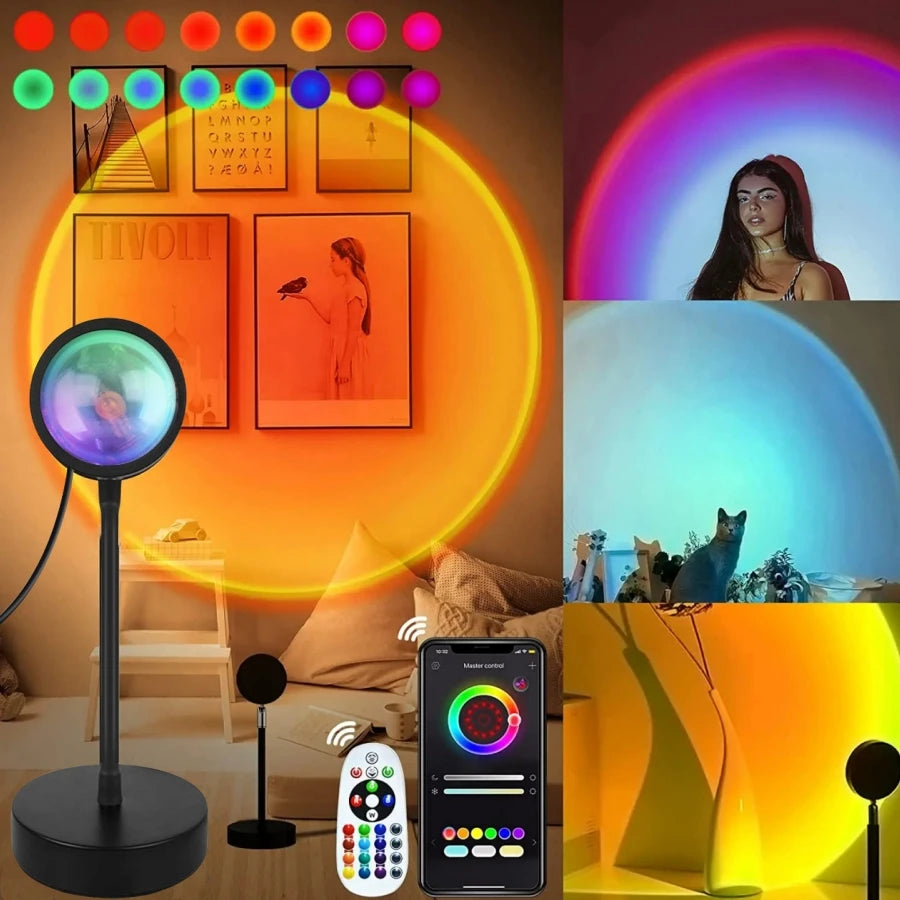 Smart Sunset Lamp Tuya LED - USB RGB met App Bediening voor Fotografie en Decoratie