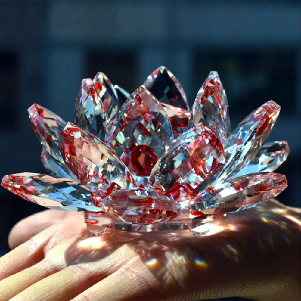 Feng Shui Kwarts Kristal Lotus Bloem - Glazen Presse-Papier Ornament Figuur Thuis Bruiloft Party Decoratie Cadeau