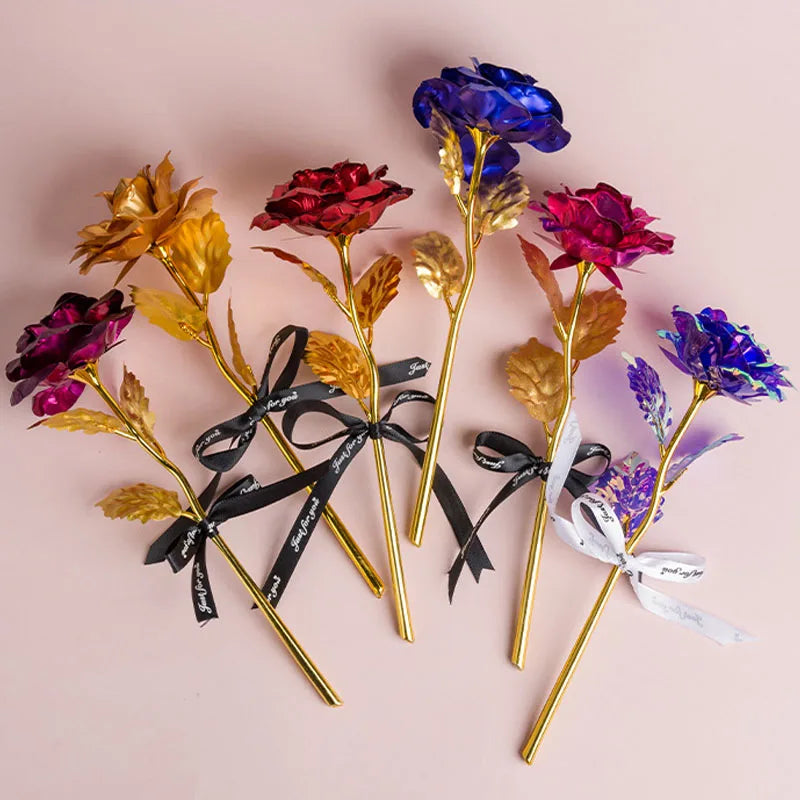 Kunstmatige 24k Vergulde Roos met Love Holder Doos - Cadeau voor Moederdag Valentijnsdag Verjaardag Jubileum