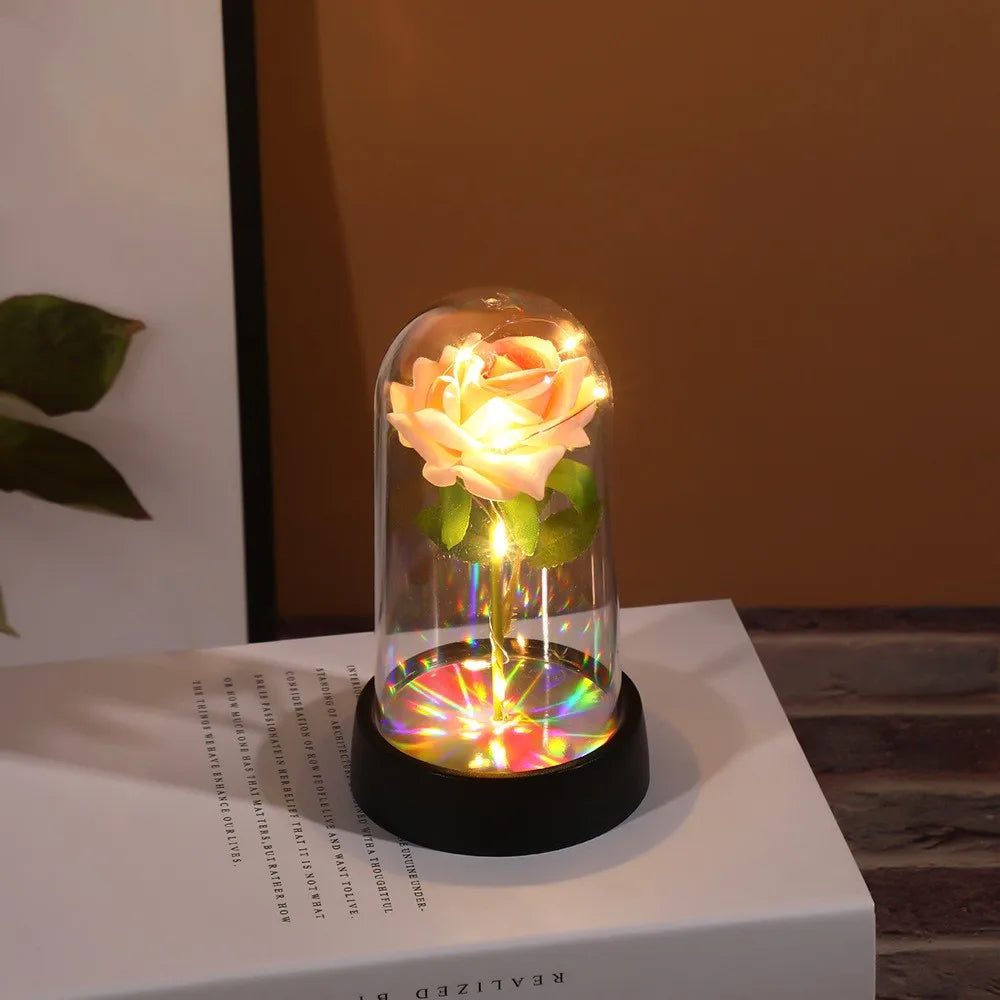 Eeuwige Roos Bloem Kleurrijk Lichtgevend Ornament - Cadeau voor Vrouwen Moeder Vriendin Vrouw Thuis Decoratie