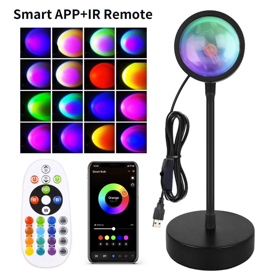 Smart Sunset Lamp Tuya LED - USB RGB met App Bediening voor Fotografie en Decoratie