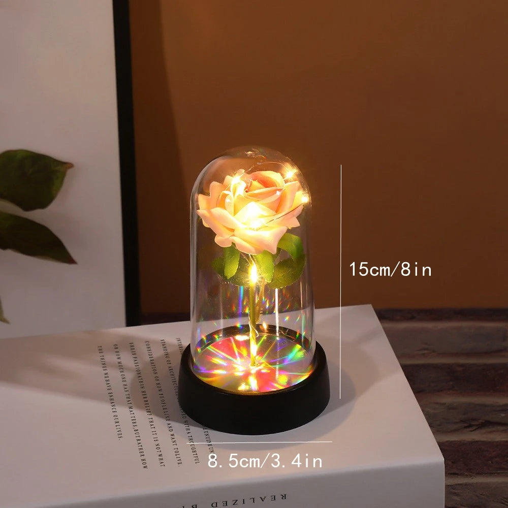 Eeuwige Roos Bloem Kleurrijk Lichtgevend Ornament - Cadeau voor Vrouwen Moeder Vriendin Vrouw Thuis Decoratie