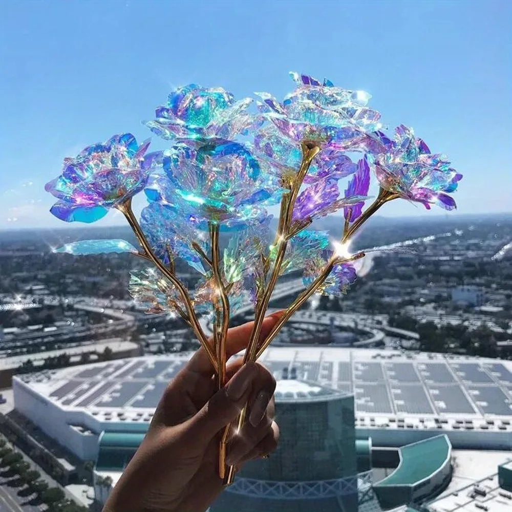 Regenboog Kristallen Bloem - Kleurrijke Kunstmatige Bloemen Cadeau voor Moederdag Thanksgiving Valentijnsdag Verjaardag