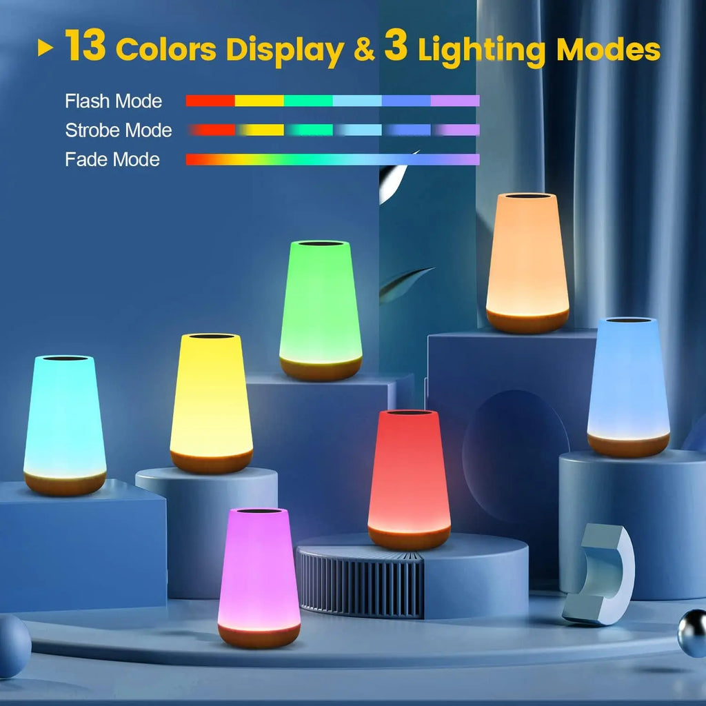 13 Kleuren Nachtlampje RGB - Oplaadbaar Tafellampje met Afstandsbediening en Touch