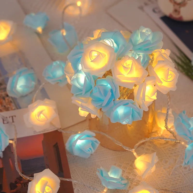 3M 20LEDs Artificial Rose Flower String Light Battery Powered Wedding Fairy Garland Room Decoration Ramadan 2026 Valentine's Day