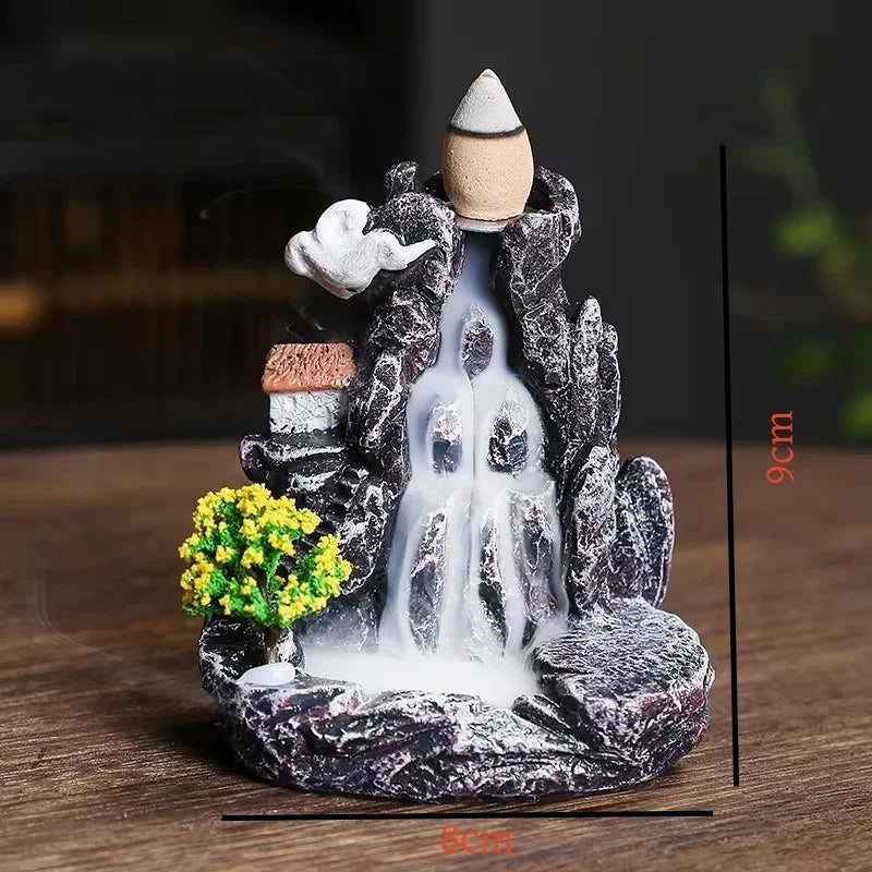 Backflow Wierook Houder Waterval Model 3 - Wierookbrander Thuis Decoratie Aromatherapie met Kegels
