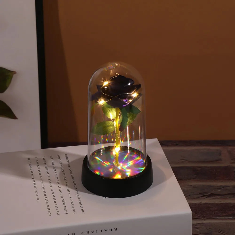Eeuwige Roos Bloem Kleurrijk Lichtgevend Ornament - Cadeau voor Vrouwen Moeder Vriendin Vrouw Thuis Decoratie