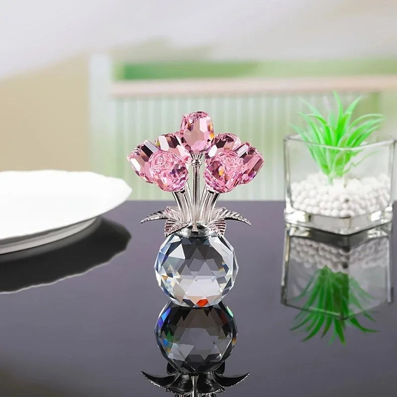 Eternal Rose Decorative Gift - Simulated Colored Crystal Rose Bundle, Suitable for Valentine's Day, Mother's Day & Anniversary