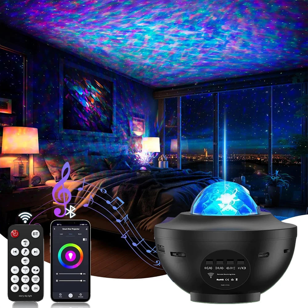 Starry Galaxy Projector met Ocean Wave en Muziek Speaker - Nachtlampje Slaapkamer