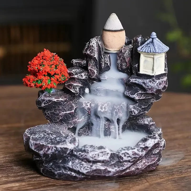 Backflow Wierook Houder Waterval Model 3 - Wierookbrander Thuis Decoratie Aromatherapie met Kegels