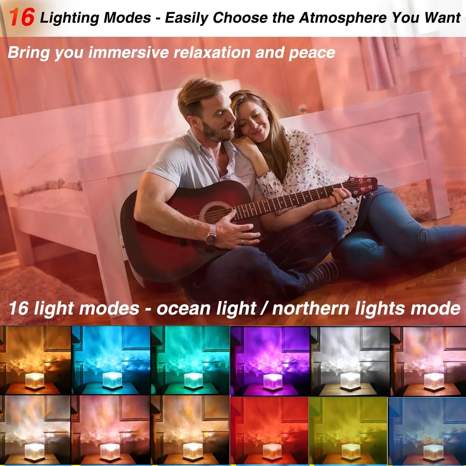 Ocean Lamp Water Ripple Projector - Aurora Northern Lights Cube Nachtlampje