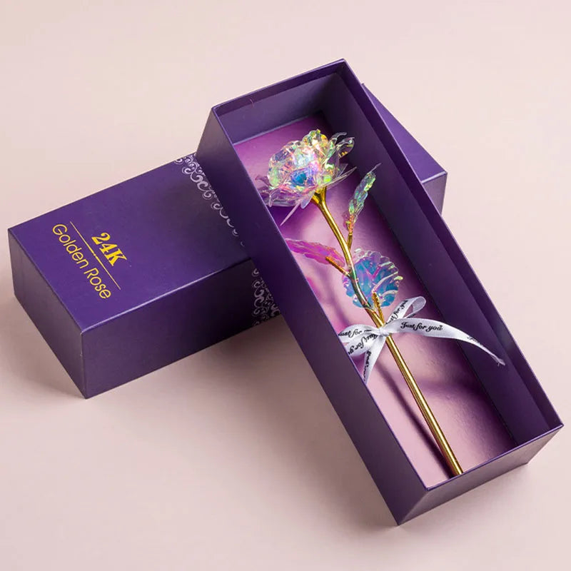 Kunstmatige 24k Vergulde Roos met Love Holder Doos - Cadeau voor Moederdag Valentijnsdag Verjaardag Jubileum
