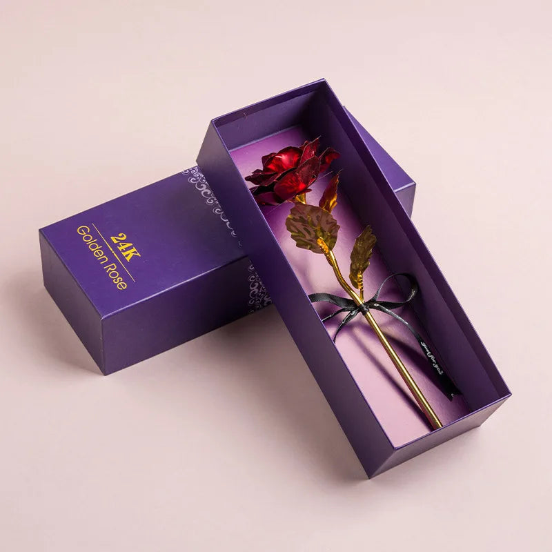 Kunstmatige 24k Vergulde Roos met Love Holder Doos - Cadeau voor Moederdag Valentijnsdag Verjaardag Jubileum