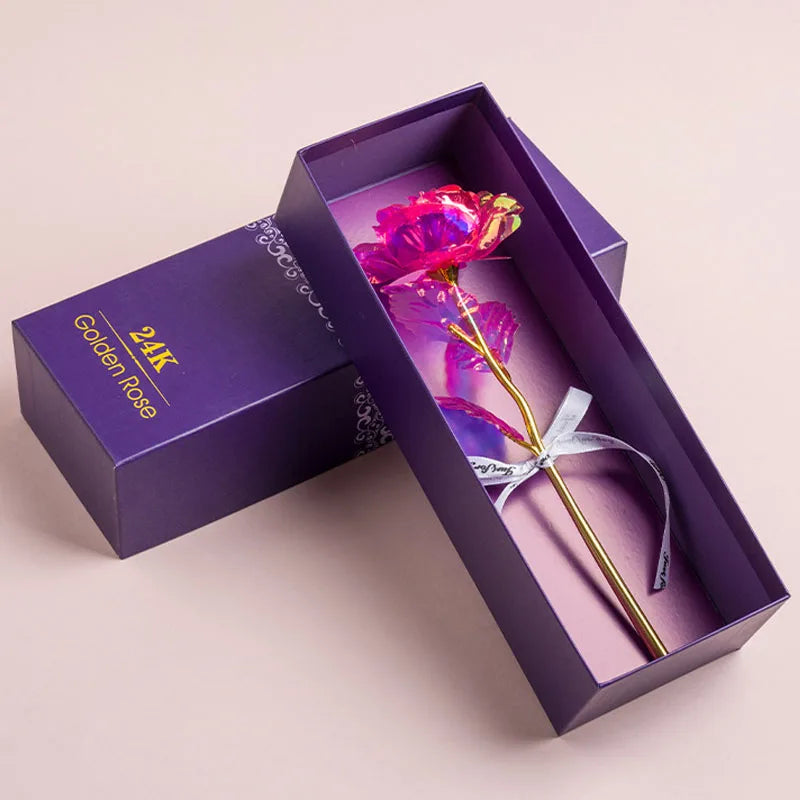 Kunstmatige 24k Vergulde Roos met Love Holder Doos - Cadeau voor Moederdag Valentijnsdag Verjaardag Jubileum