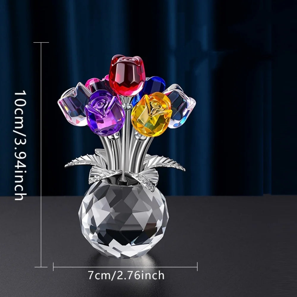 Kristallen Glazen Roos Romantisch - Gesimuleerde Bloemen Kunstmatige Bloem Boeket Handgemaakt Kristal Roos Kantoor Decoratie