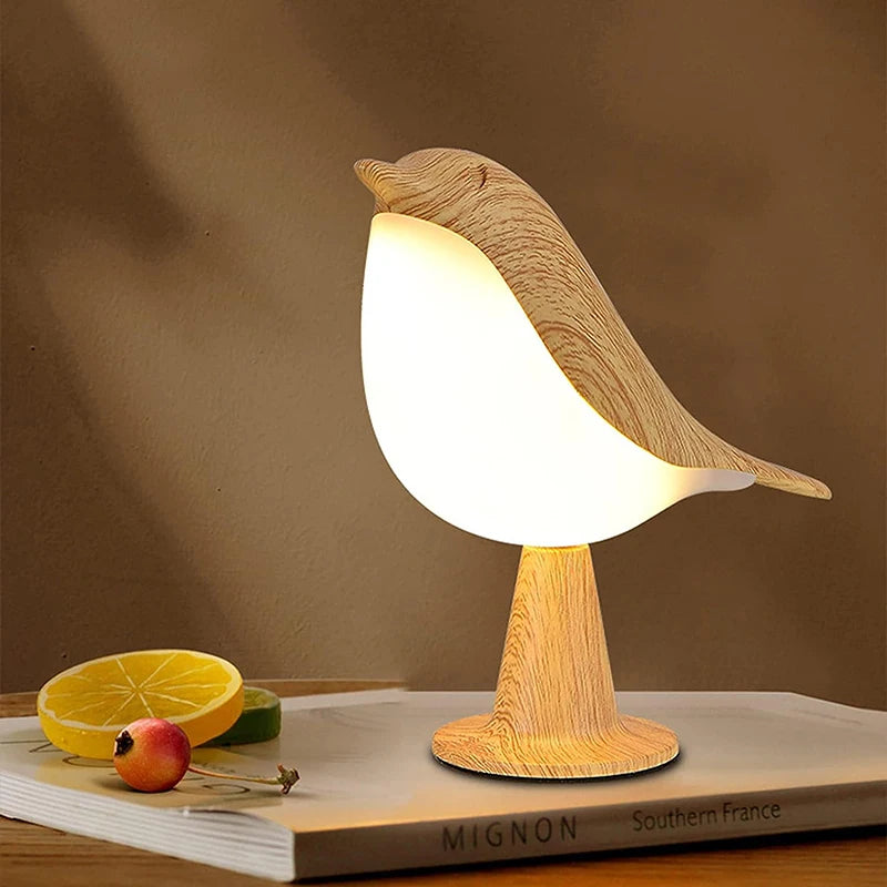 Houten Vogel Nachtlampje LED - 3 Kleuren Touch Schakelaar Oplaadbaar voor Slaapkamer Bureau Decoratie