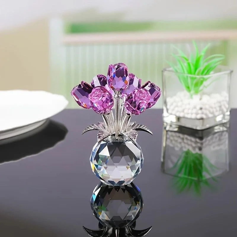 Eternal Rose Decorative Gift - Simulated Colored Crystal Rose Bundle, Suitable for Valentine's Day, Mother's Day & Anniversary