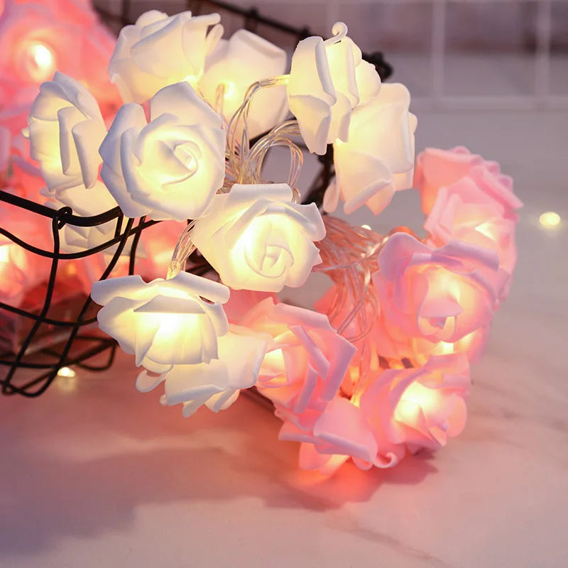 3M 20LEDs Artificial Rose Flower String Light Battery Powered Wedding Fairy Garland Room Decoration Ramadan 2026 Valentine's Day