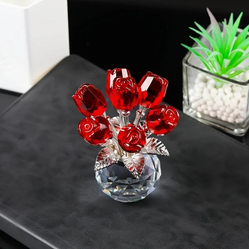 Eternal Rose Decorative Gift - Simulated Colored Crystal Rose Bundle, Suitable for Valentine's Day, Mother's Day & Anniversary