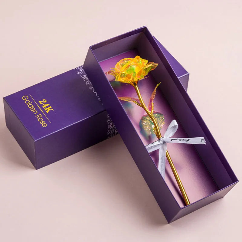 Kunstmatige 24k Vergulde Roos met Love Holder Doos - Cadeau voor Moederdag Valentijnsdag Verjaardag Jubileum