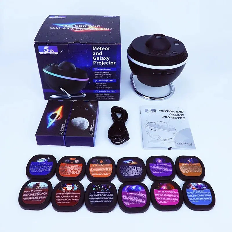 Galaxy Projector 12-in-1 met Meteor en 13 Ruimte Films - Planetarium Nachtlampje
