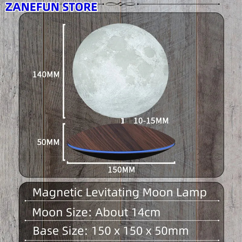 3D Painting Magnetic Levitating 14CM Moon Lamp Levit Floating Moon Light LED Smart Desk Lamp Office Home Decor Creative Gift