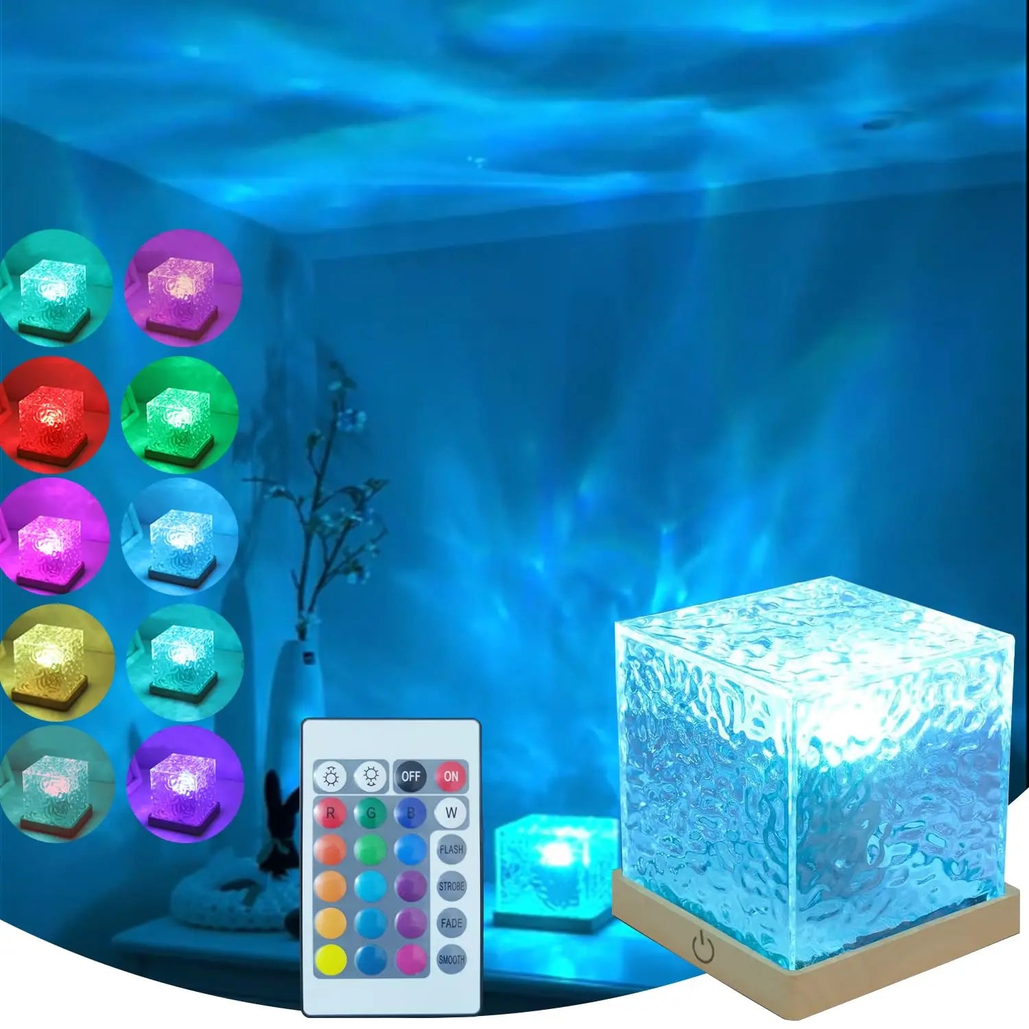Ocean Lamp Water Ripple Projector - Aurora Northern Lights Cube Nachtlampje
