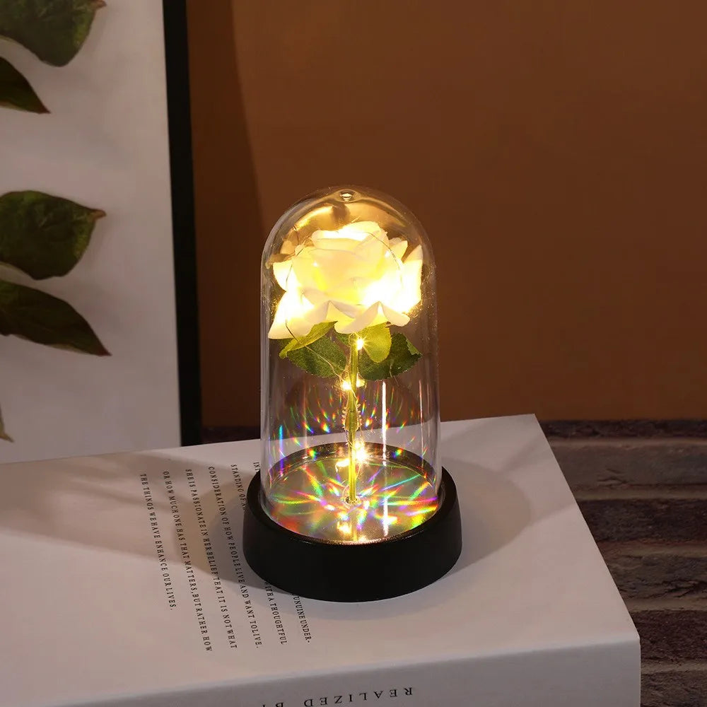 Eeuwige Roos Bloem Kleurrijk Lichtgevend Ornament - Cadeau voor Vrouwen Moeder Vriendin Vrouw Thuis Decoratie