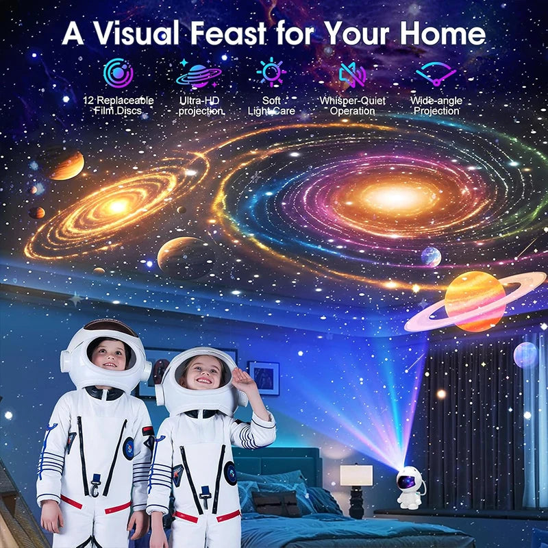 Astronaut Planetarium Projector met 12 Beeldschijven - Galaxy Nachtlampje LED Ruimte Decoratie