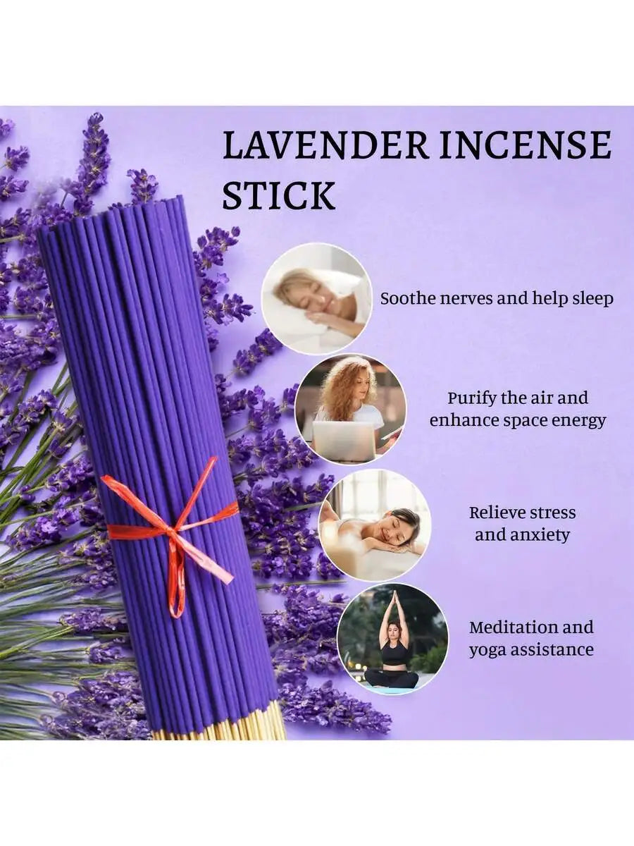 50/80pcs lavender incense sticks with long-lasting fragrance, suitable for families, yoga studios, and holiday gifts