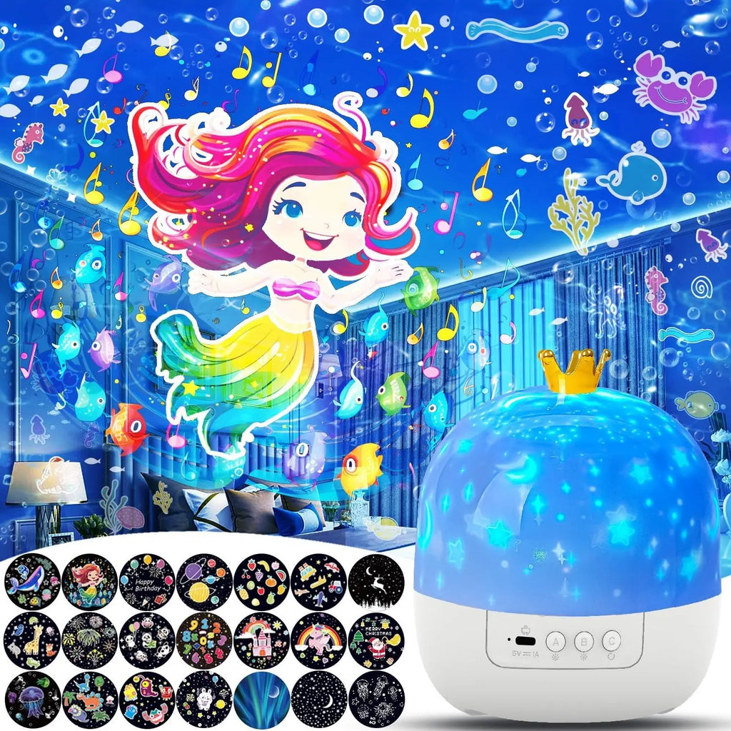 Galaxy Solar System Projector - 360° Roterende Planetarium met 21 Films voor Kinderkamer