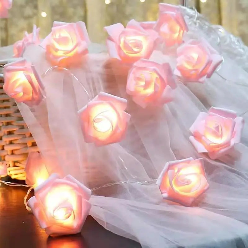 3M 20LEDs Artificial Rose Flower String Light Battery Powered Wedding Fairy Garland Room Decoration Ramadan 2026 Valentine's Day