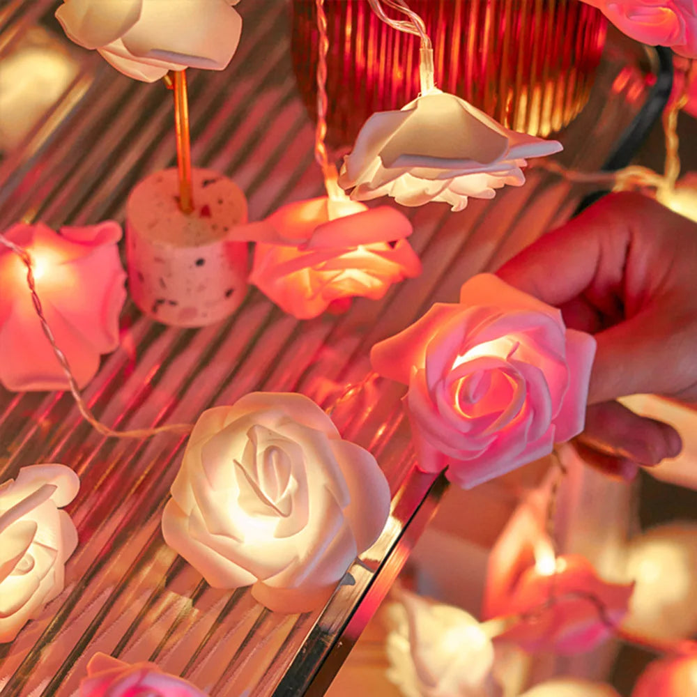 3M 20 LED Rose String Lights Battery Operated Flower Garland Fairy Lights Valentine Wedding Party Decoration Christmas Lights