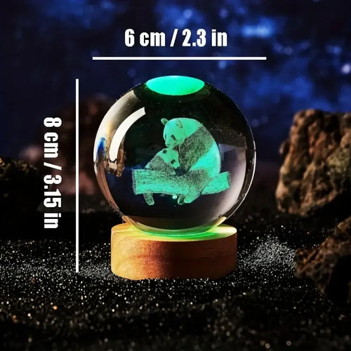 3D Panda Kristallen Bol - Laser Gegraveerd Nachtlampje Kerst Halloween Decoratie