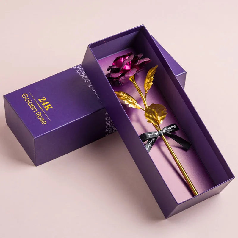 Kunstmatige 24k Vergulde Roos met Love Holder Doos - Cadeau voor Moederdag Valentijnsdag Verjaardag Jubileum