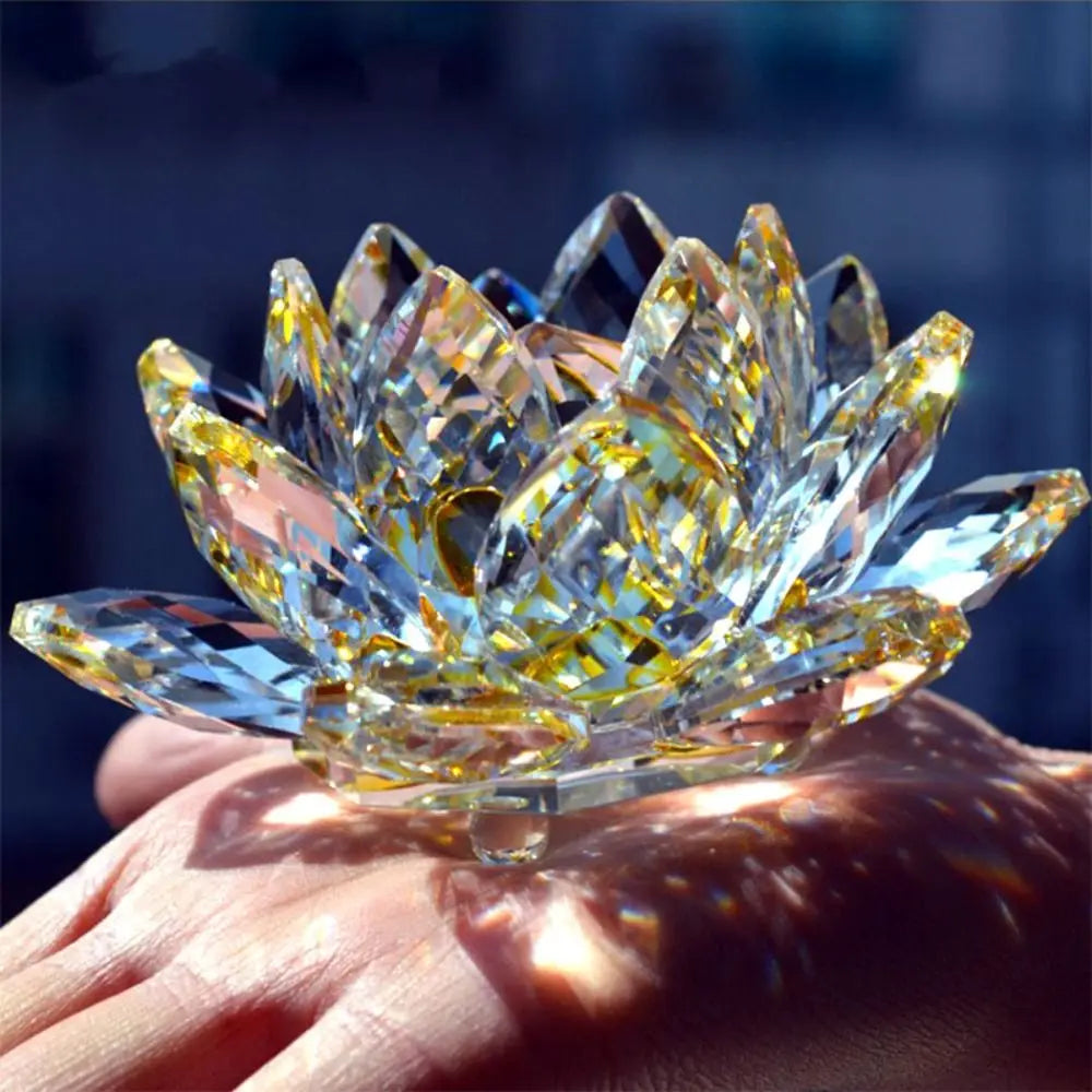 Feng Shui Kwarts Kristal Lotus Bloem - Glazen Presse-Papier Ornament Figuur Thuis Bruiloft Party Decoratie Cadeau