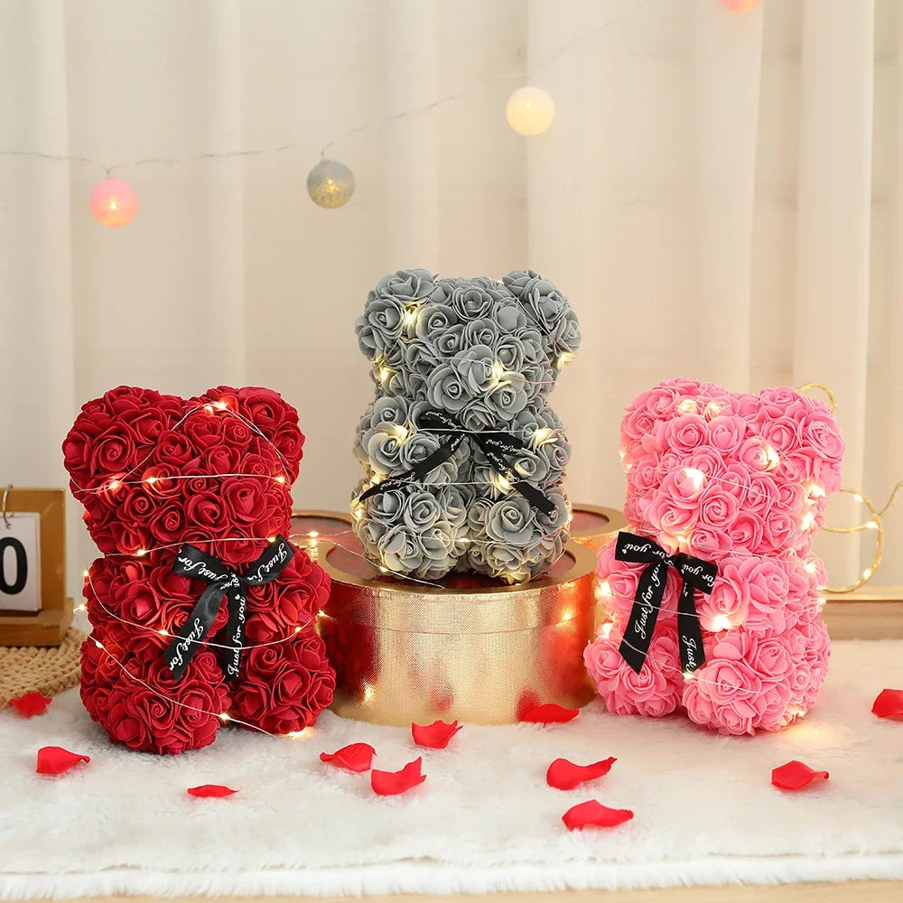 25cm Teddy Rozenbeer met Doos - Romantisch Valentijnsdag Cadeau voor Vriendin