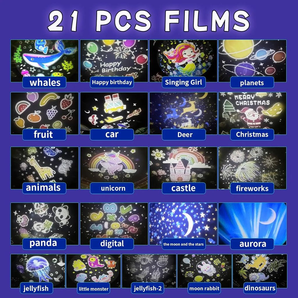 Galaxy Solar System Projector - 360° Roterende Planetarium met 21 Films voor Kinderkamer