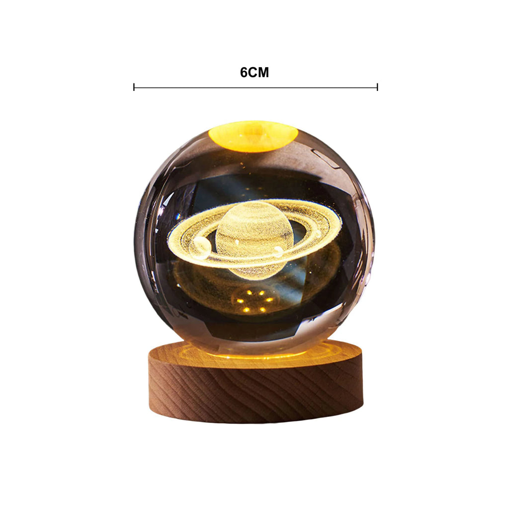 6cm Kristallen Bol Nachtlampje - Solar Cosmos Melkweg Maan RGB Bureau Decoratie