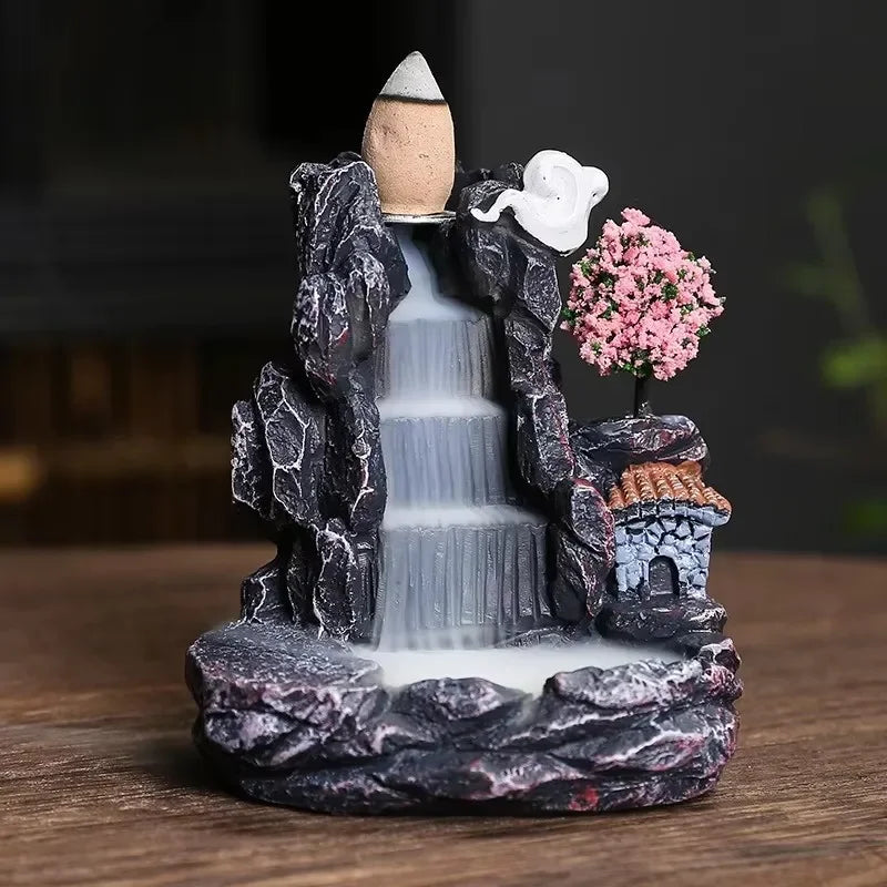 Backflow Wierook Houder Waterval Model 3 - Wierookbrander Thuis Decoratie Aromatherapie met Kegels