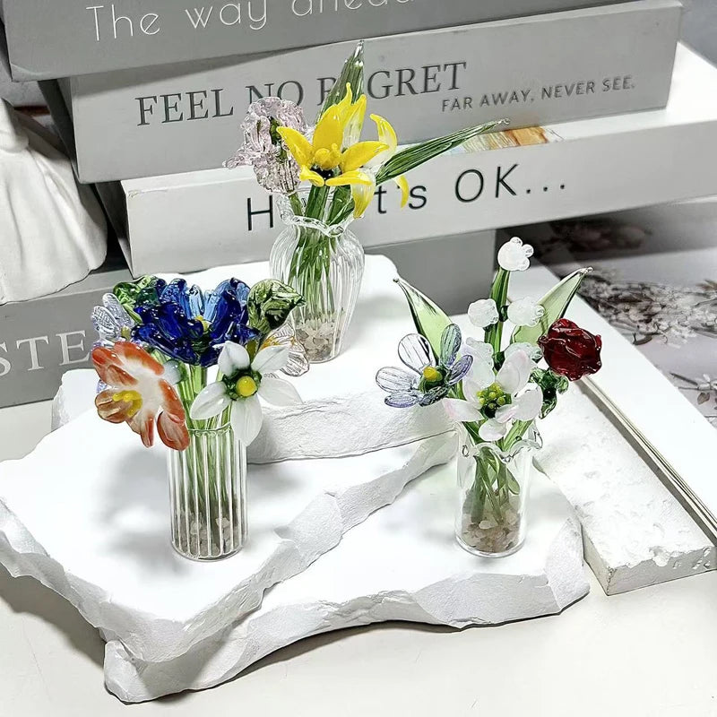 Tulp Glazen Ornament - Gesimuleerde Bloem Boeket Cadeau Healing Series Vriendin Lente Decoratie