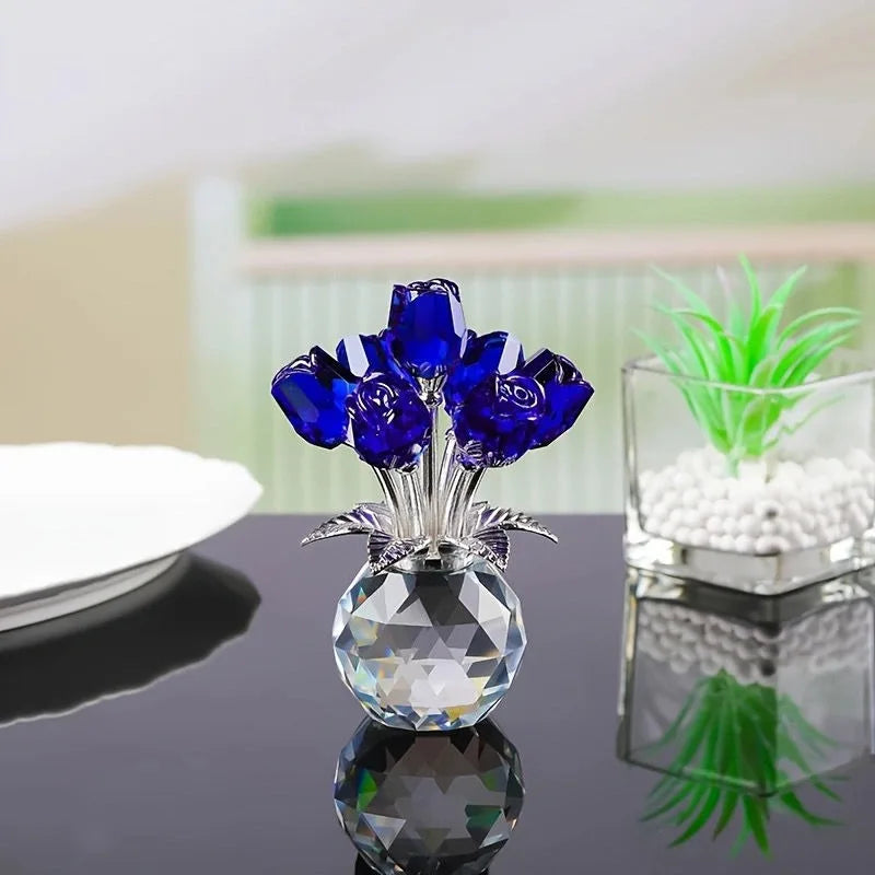 Eternal Rose Decorative Gift - Simulated Colored Crystal Rose Bundle, Suitable for Valentine's Day, Mother's Day & Anniversary