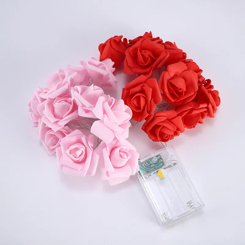 3M 20LEDs Artificial Rose Flower String Light Battery Powered Wedding Fairy Garland Room Decoration Ramadan 2026 Valentine's Day
