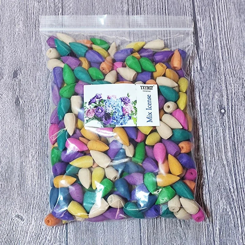 Natuurlijke Backflow Wierook Kegels 100g (60 Stuks) - Sandelhout Lavendel voor Reflux Wierook Brander Aromatherapie