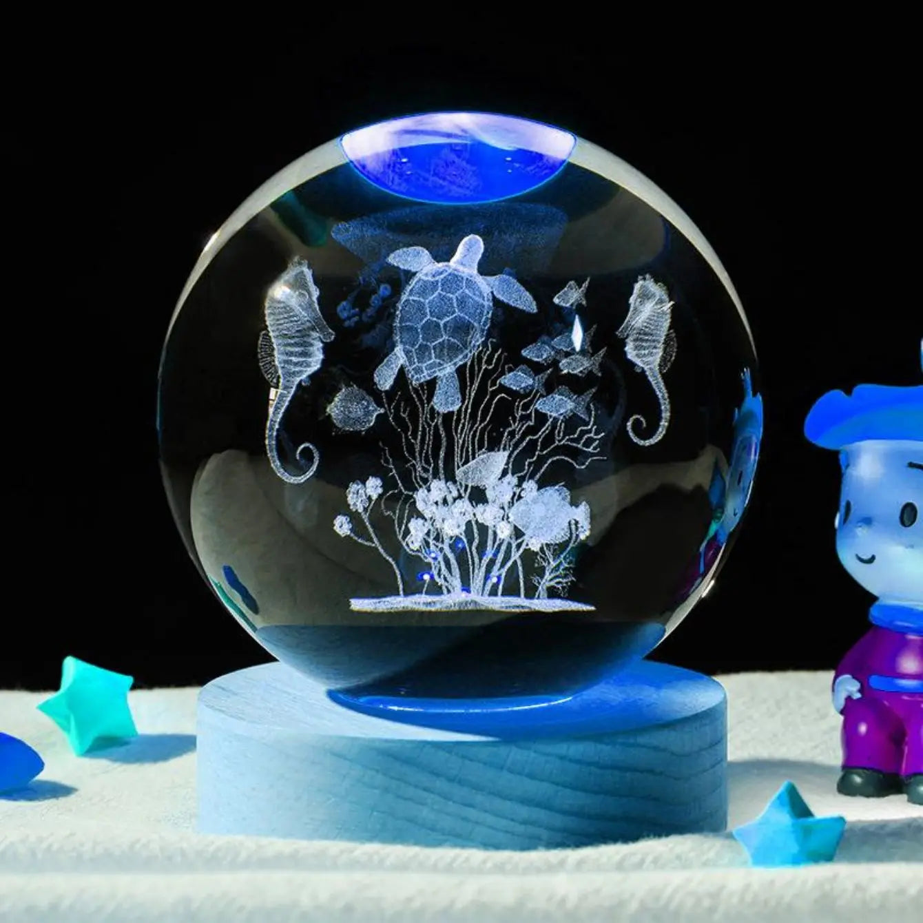 3D Zeeschildpad Kristallen Bol - Gesneden Nachtlampje Decoratie Cadeau
