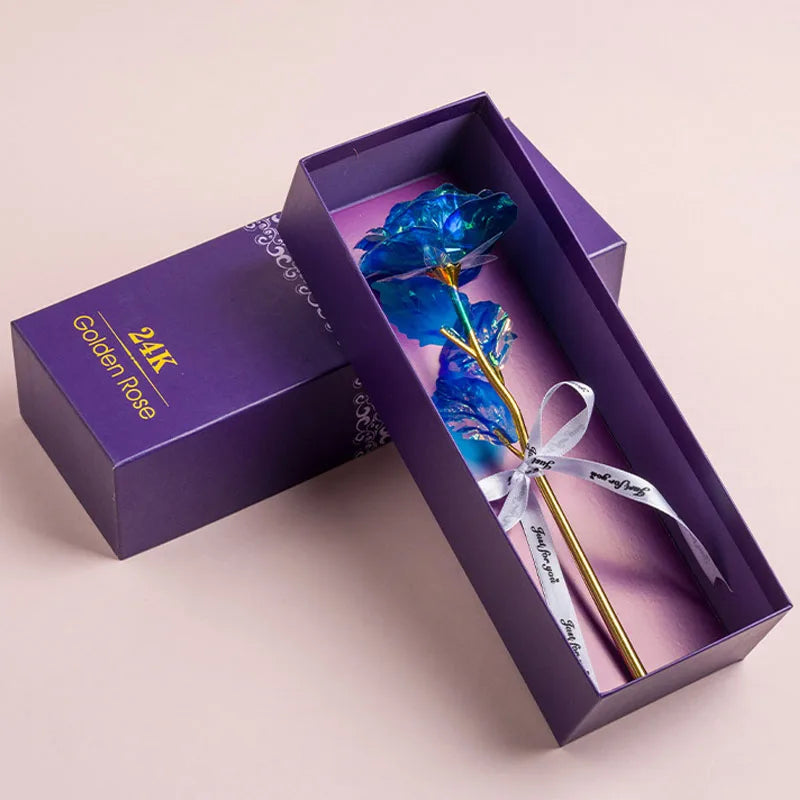 Kunstmatige 24k Vergulde Roos met Love Holder Doos - Cadeau voor Moederdag Valentijnsdag Verjaardag Jubileum