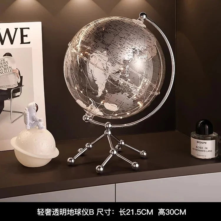 Luxury Modern Globe Ornament With Sailboat Accent, Elegant Metal Sculpture For Living Room TV Stand Wine Cabinet Office Desk