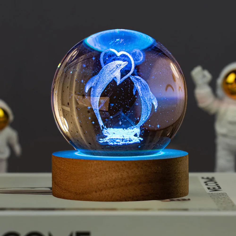 3D Dolfijn Kristallen Bol - 16 Kleuren LED Nachtlampje Verjaardagscadeau