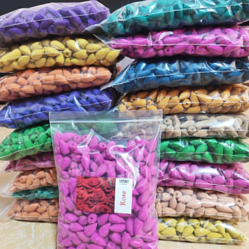 Natuurlijke Backflow Wierook Kegels 100g (60 Stuks) - Sandelhout Lavendel voor Reflux Wierook Brander Aromatherapie