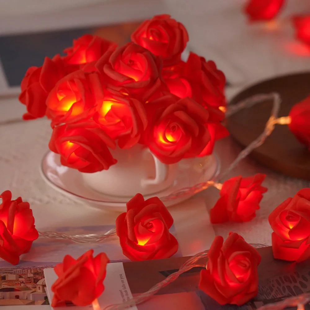 3M 20 LED Rose String Lights Battery Operated Flower Garland Fairy Lights Valentine Wedding Party Decoration Christmas Lights